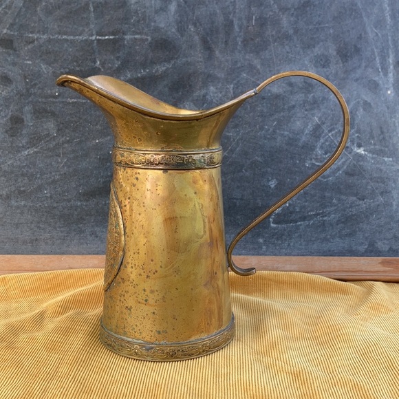 vintage Aztec mayan calendar pitcher vase : brass + copper : handmade - Picture 9 of 17